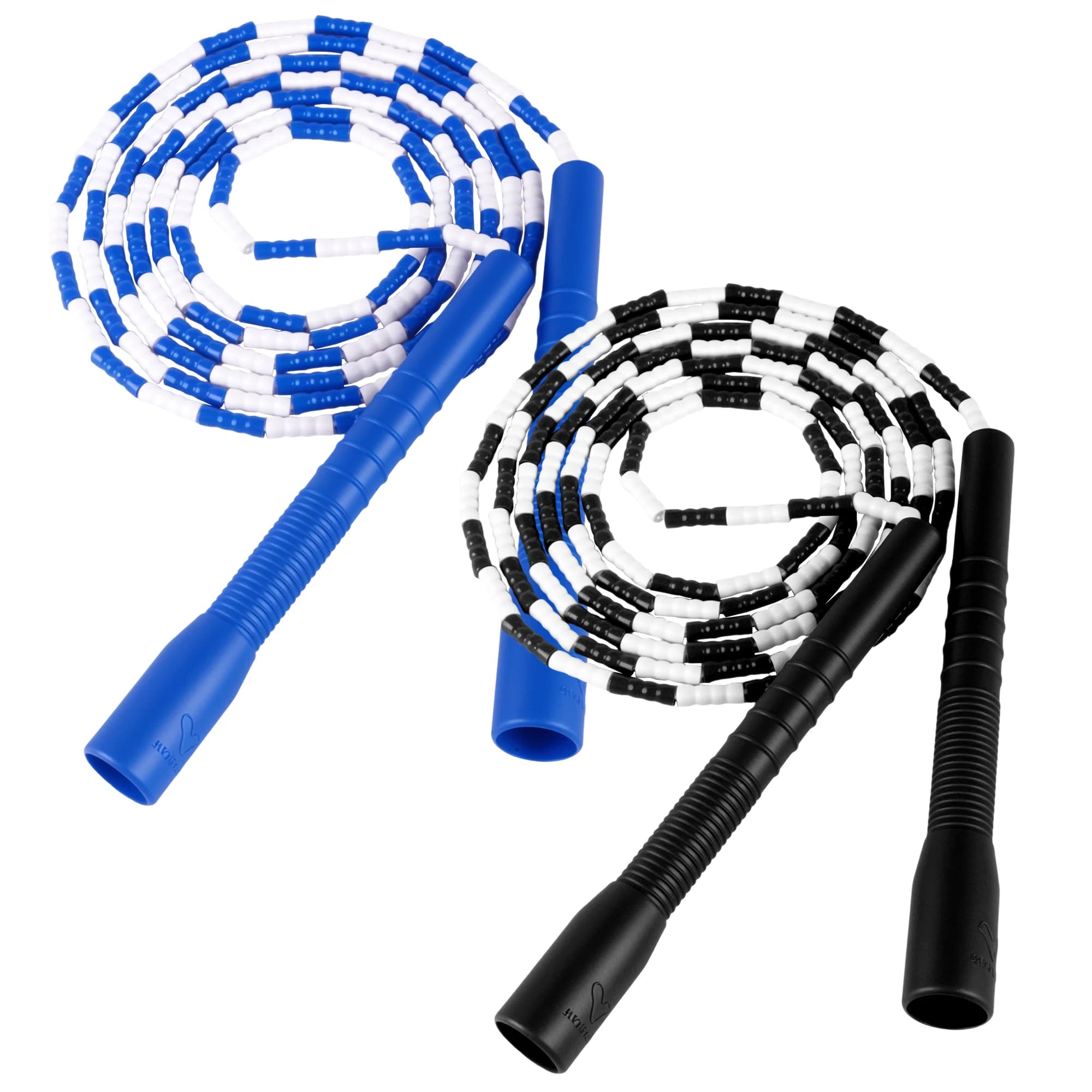 Set di Corde per Saltare con Perline Morbide YUEDONG per Principianti, Confezione Combo 2 Pezzi Blu e Nero, Corde per Saltare con Perline in TPU Senza Dolore, Impugnatura Antiscivolo per F