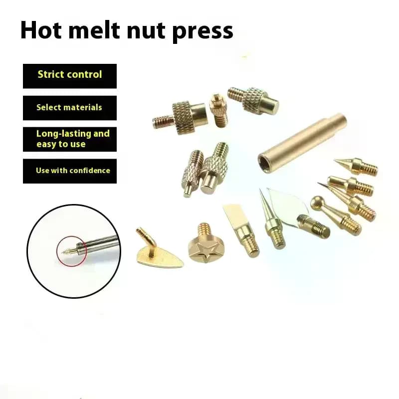 Kit di Inserti Filettati a Caldo 3D in Ottone con Punta in Ferro per Saldatura, 7/9/10 Pezzi M2 M3 M4 M5 M6 M8, per Stampanti 3D in Plastica