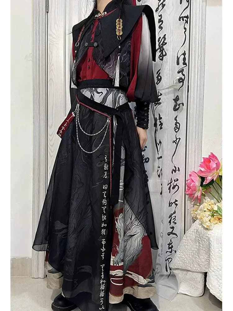 Nuovo stile cinese stile nazionale Elementi Han Hanfu Ricamo Abito Guofeng Adolescente Pantaloni Gonna Donna Donna