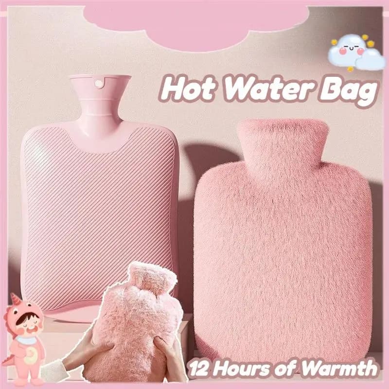 New 1Pcs Portable Hot Water Bag With Soft Plush Cover Reusable Leak Proof Removable Bag Hand Foot Warmer For Daily Use