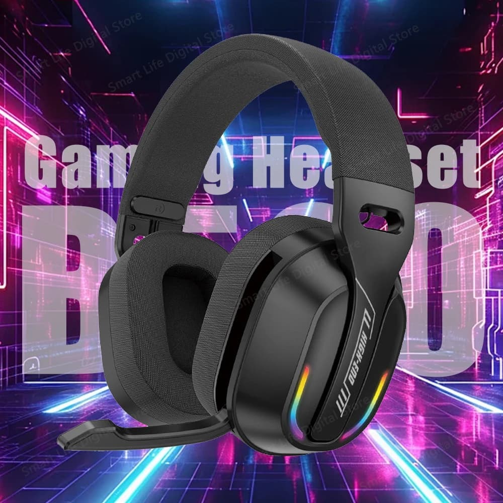 B500 Over Ear Auricolare Bluetooth5.4 Auricolare da gioco stereo wireless Microfono incorporato Cuffie a bassa latenza con luce RGB per PC