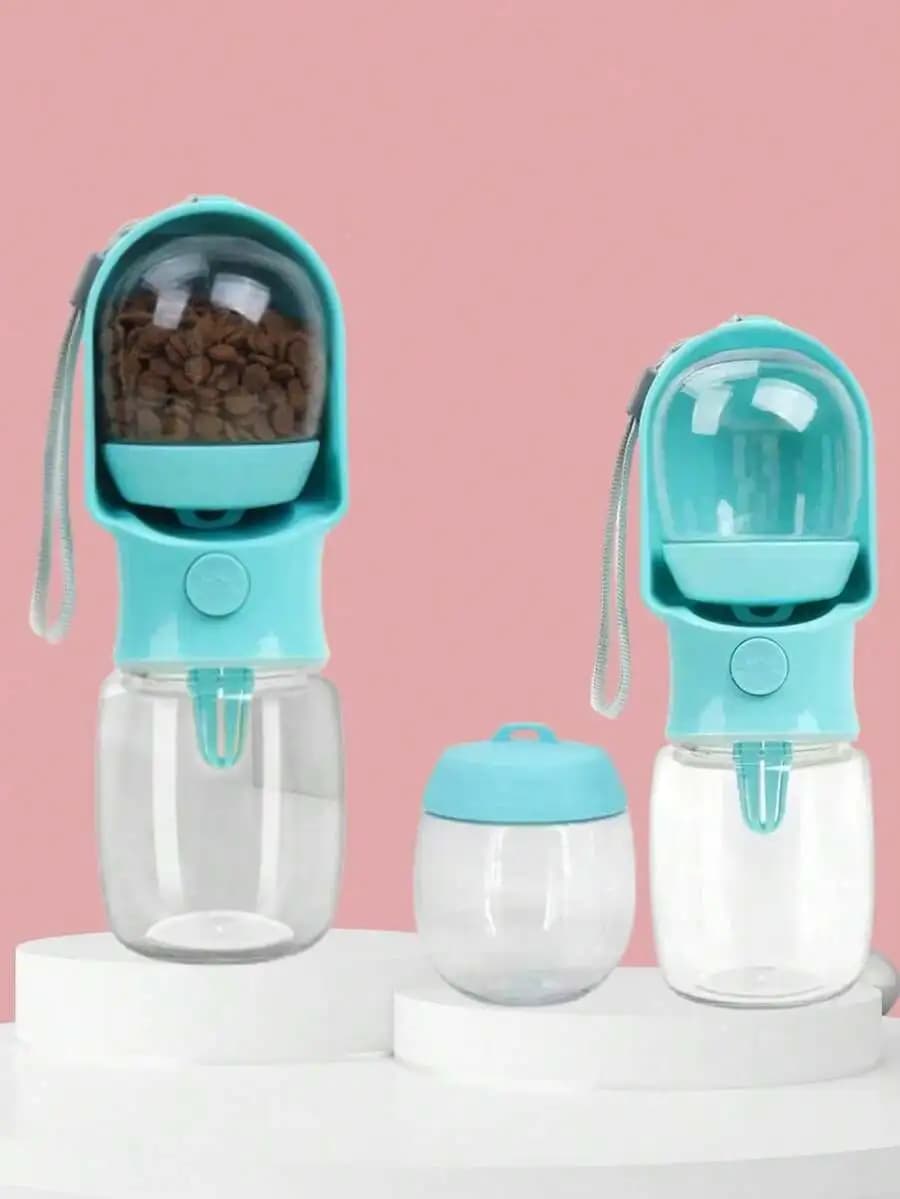 1pc Portable Pet Travel Water Bottle, Suitable For Dogs, Cats, Puppies, With Food Container, Leak-Proof And Non-Slip, Essential
