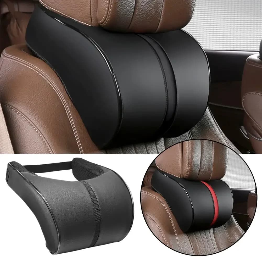 Poggiatesta per auto traspirante regolabile Cuscino per auto in cotone memory Cuscino per il collo in pelle Cuscino per la vita dell'auto Prodotti decorativi automobilistici