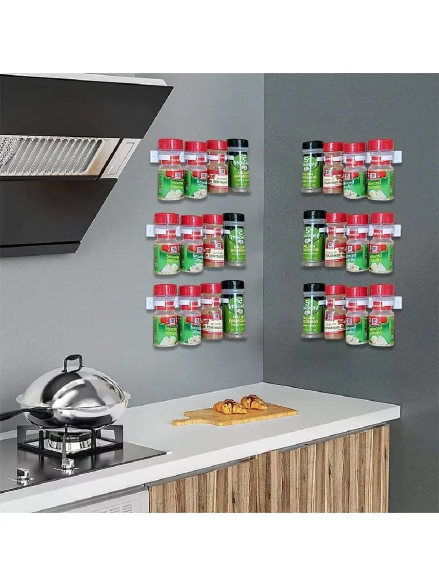 Set di 3 Clip in Plastica per Bottiglie di Spezie, Supporto da Parete per Barattoli, Organizzatore per Cucina e Casa