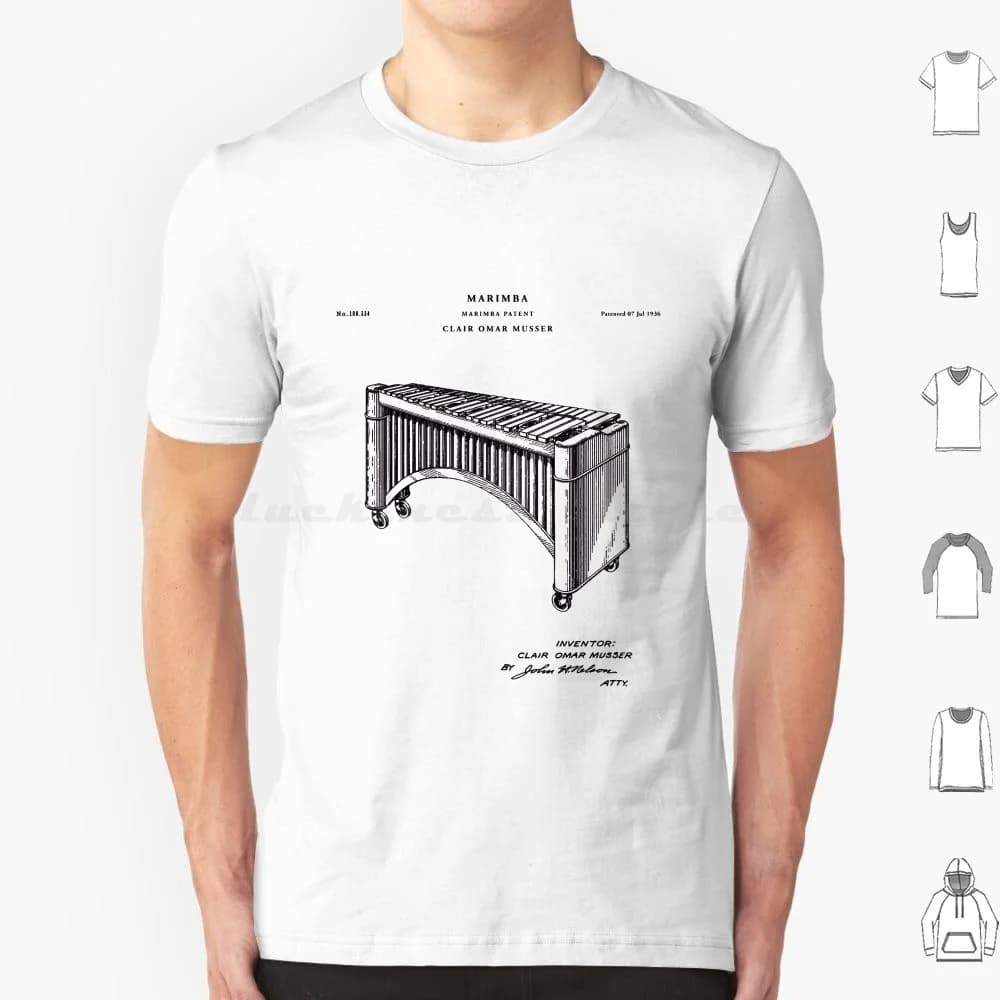 Marimba Patent Drawing Blueprint T Shirt 6xl Cotton Cool Tee Marimba Marimba Patent Marimba Vintage Marimba Art Marimba Drawing