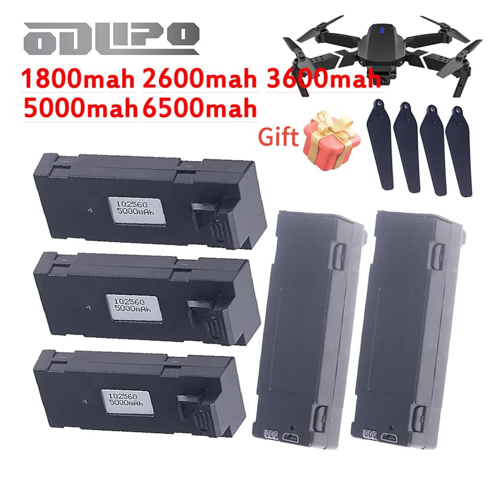 NUOVA Batteria Aggiornata E88 6500mah 5000mah 3600mah 2600mah 1800mah 3.7V Per Quadricottero RC E88 E88PRO E99 E525 E100 S98 F185 F195