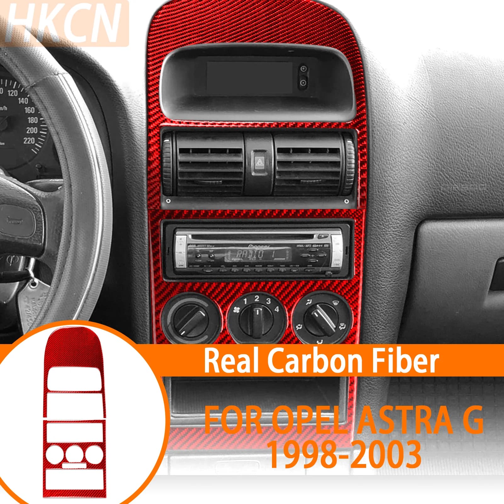 Per Opel Astra G 1998-2003 Kit Decorativo in Fibra di Carbonio per Pannello di Controllo Centrale Multimediale e Climatizzazione