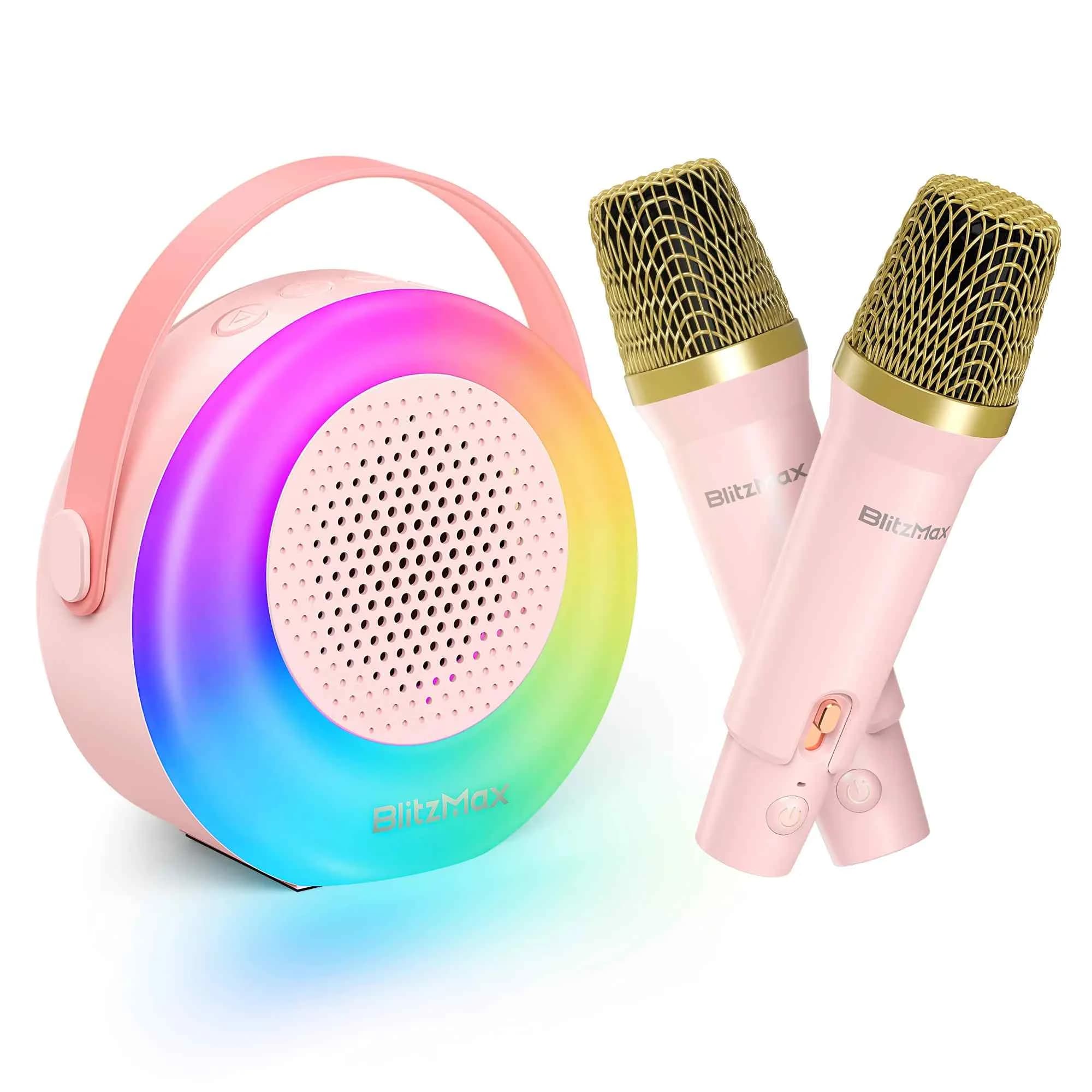 BM-K10 Karaoke Machine Mini altoparlante portatile per Karaoke Bluetooth con 2 telefoni Wireless per adulti regali per bambini