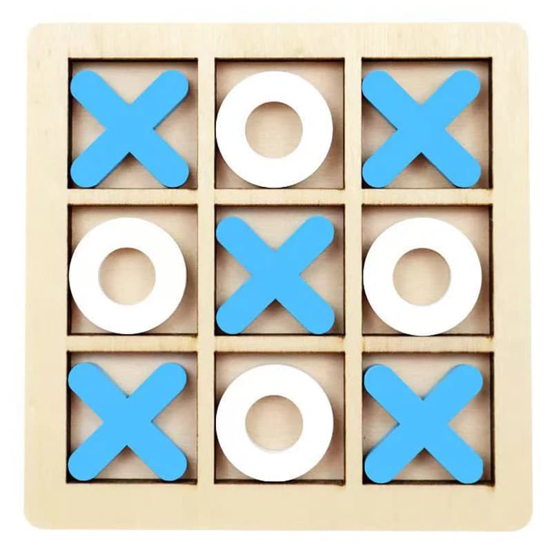 Puzzle interattivi del cervello degli scacchi in legno Tic Tac Toe Board per adulti Bambini Giocattoli educativi Montessori Regali per il tempo libero