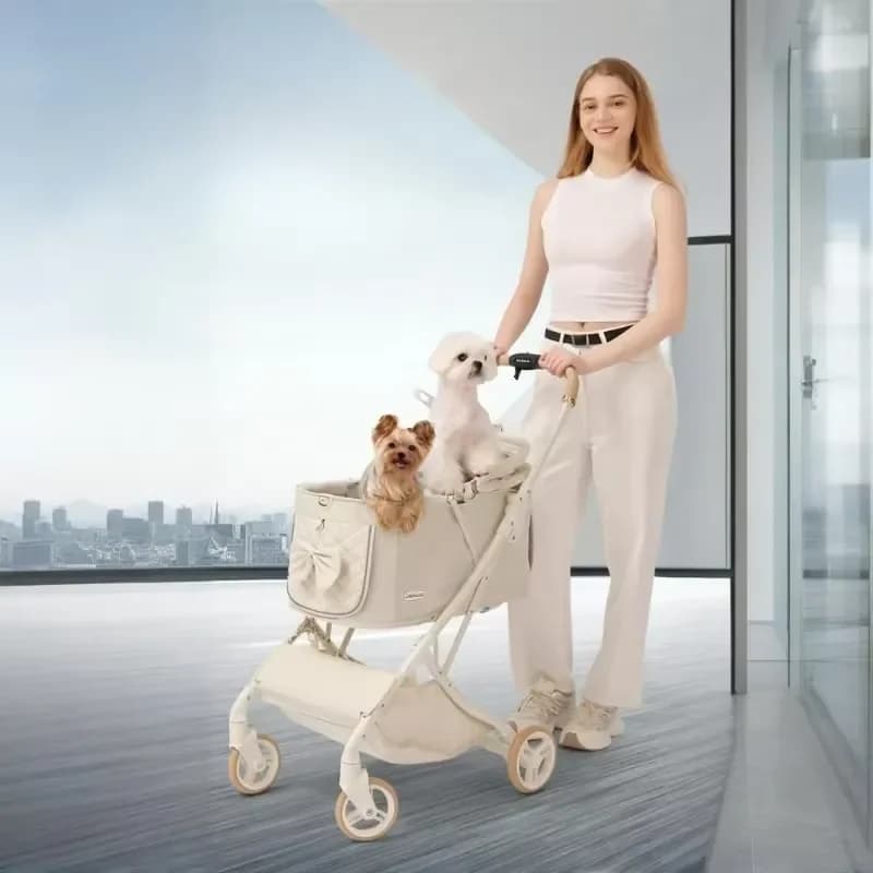 Dog Stroller Foldable Breathable Puppy Carrier Universal Front Wheel 360 ° Strollers portable Pet Travel Supplies Accessories