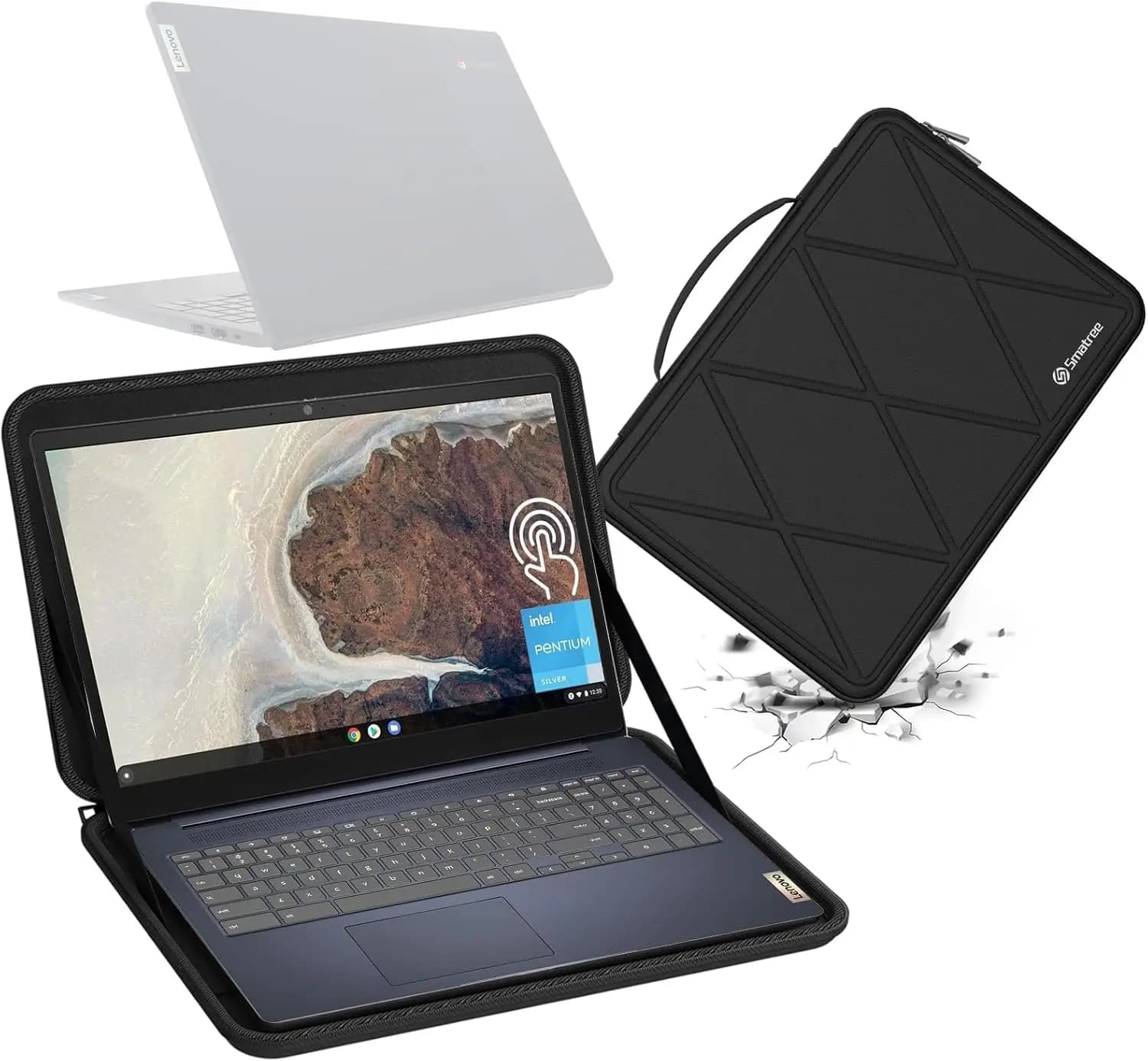 Custodia protettiva rigida in EVA Smatree compatibile con laptop Chromebook Lenovo 3i da 15 pollici, borsa per notebook anti-shock