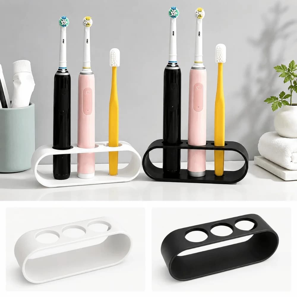 3D Printing Electric Toothbrush Holder Multifunction Stable Toothpaste Toothbrush Base Space Saving 3 Holes