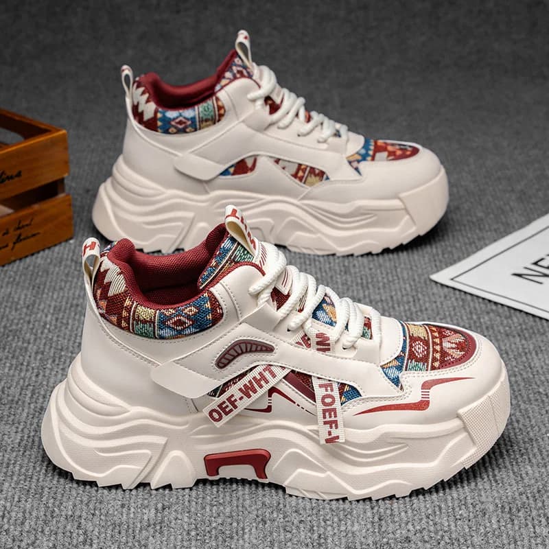 Scarpe da Uomo High-Top, Tendenza Primaverile, Casual, Antiscivolo, Sportive, con Suola Spessa, Bianche, Stile Coreano