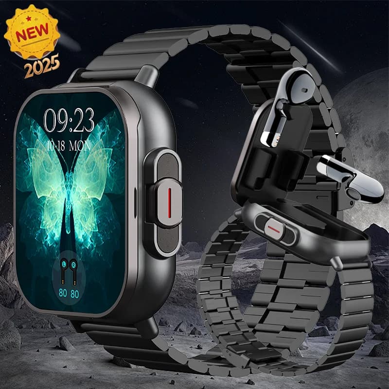 LIGE 2025 New TWS 2-In-1 With Headset Smart Watch Bluetooth Call Men Watch NFC Smartwatch Heart Rate Monitor Play Music Watches
