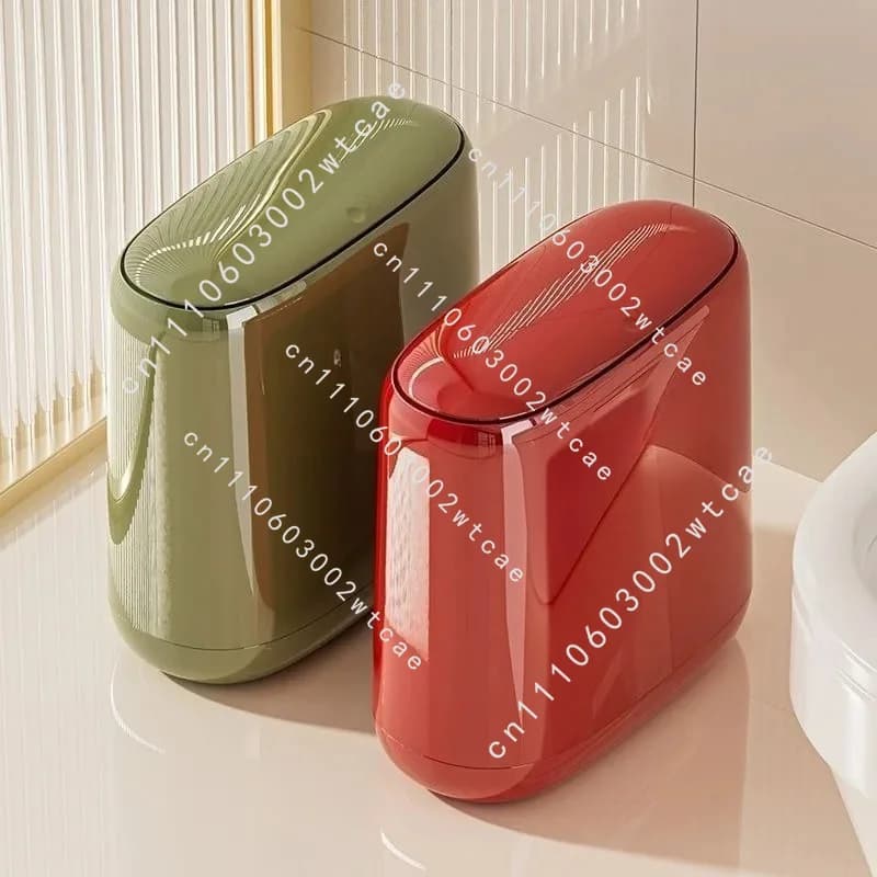 Bathroom Narrow Trash Can Plastic Press Cover Trash Bin Durable Luxury Litter Bins Waterproof Large Capacity Kitchen Dustbin