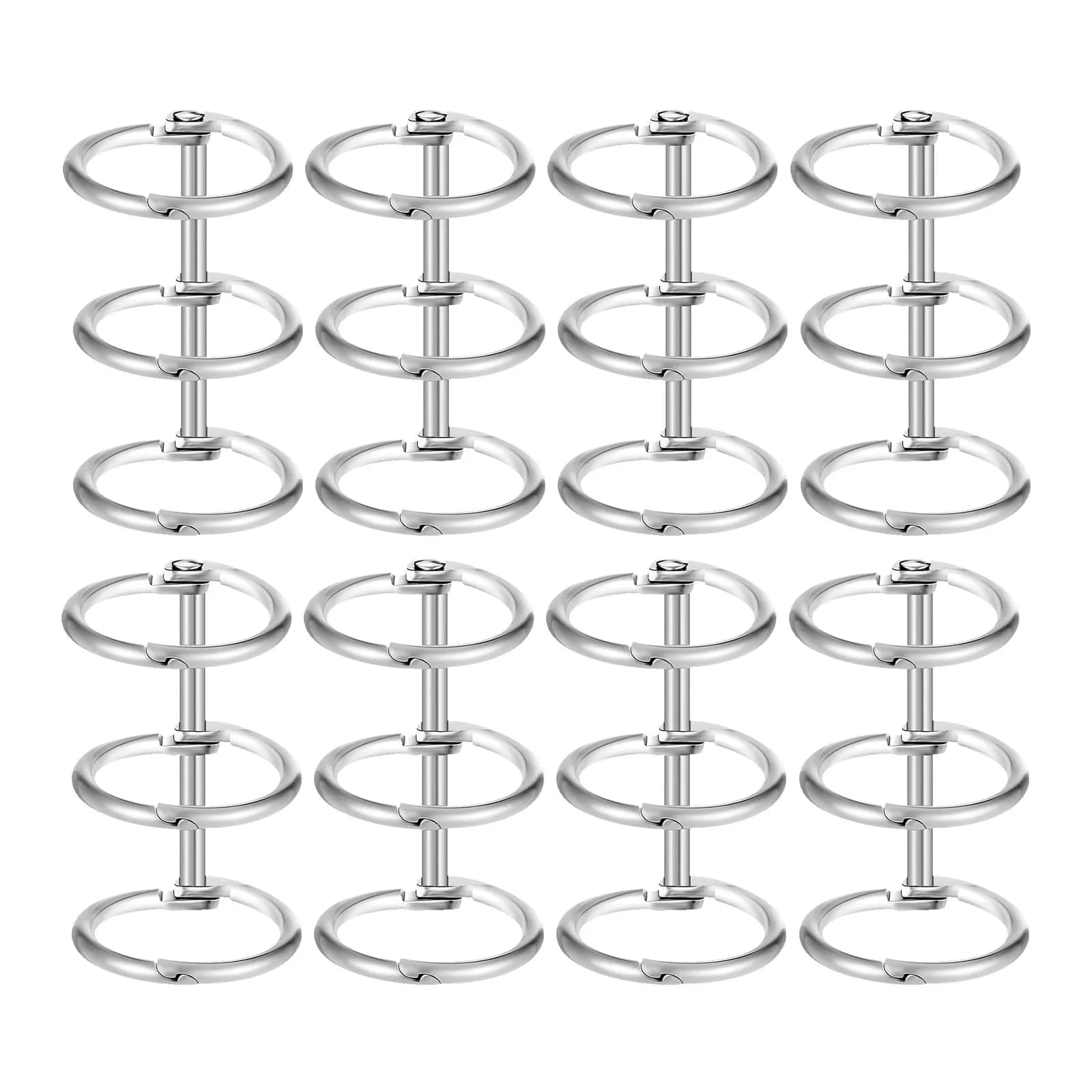 Set di 8 Anelli Metallici Robusti Antiruggine per Rilegatura Quaderni, Design a 3 Anelli con Chiusura a Scatto per Calendari Fai-da-Te, Agende, Scrapbook e Scuola
