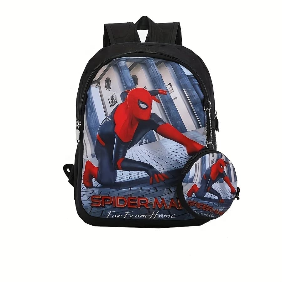 Mesuca Cartoon Superhero Backpack for Kids Large Capacity School Bag Lightweight Printed Rucksack with Coin Pouch Daypack Gift