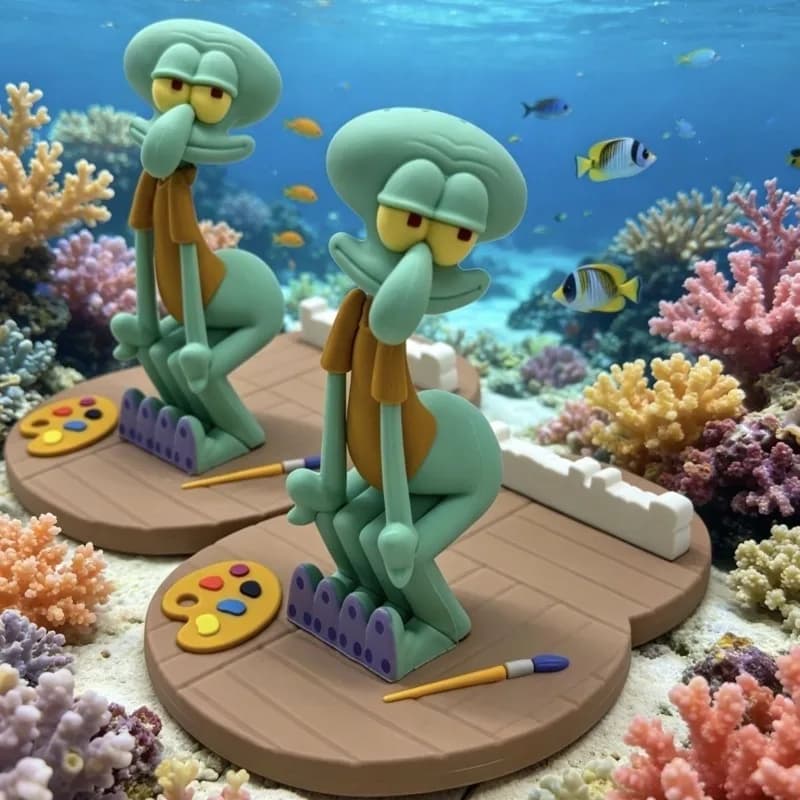 Anime Squidward Funny Abstract Practical Phone Stand Holder for Home Office Car Portable Lightweight Novelty Great Kawaii Toys