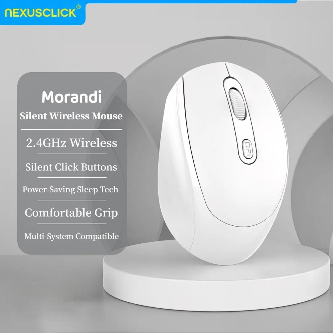 NexusClick Bluetooth Silent Wireless Optical Mouse,Battery Powered 1600DPI Ergonomic Office Gaming Mice for Laptop Computer Mac