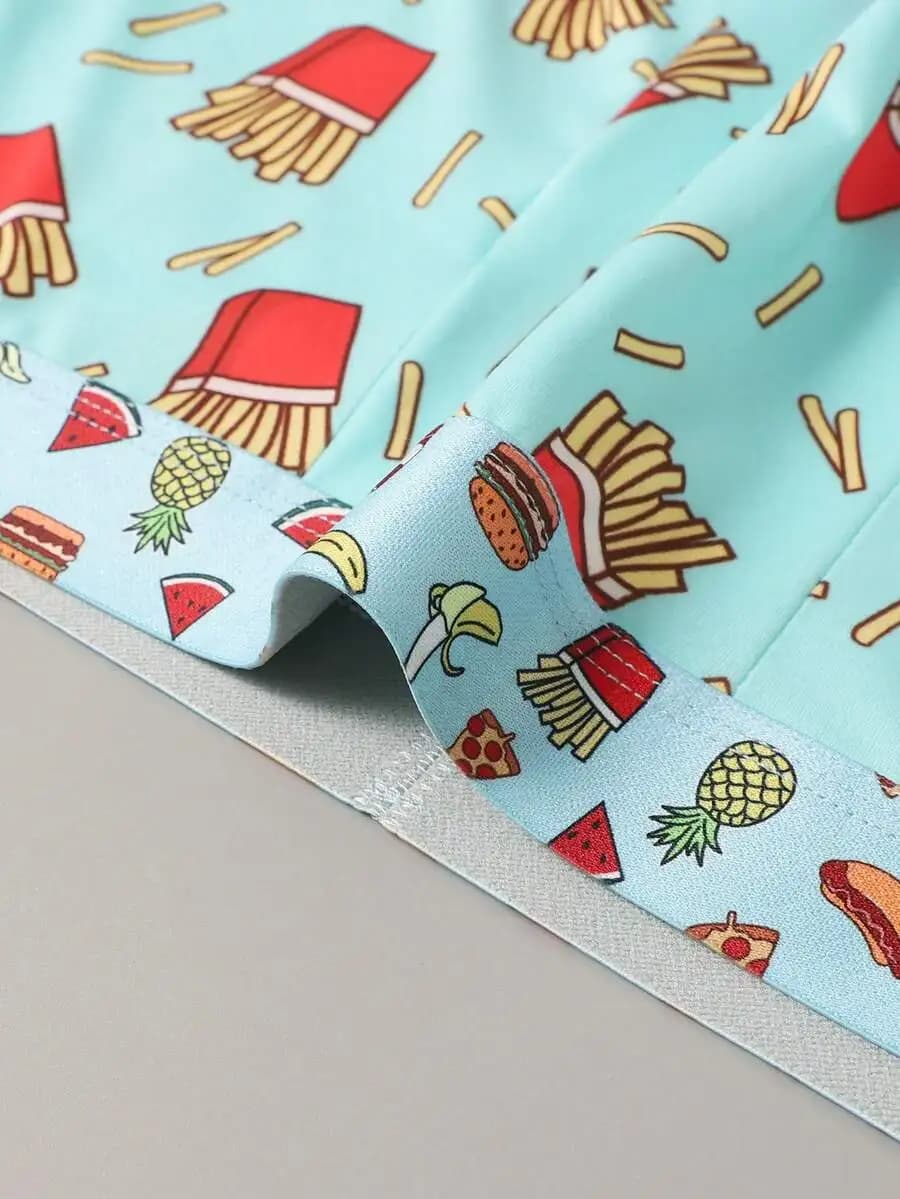 3pcs Mens Food Print Boxer Shorts Elastic Waist Comfortable Underwear