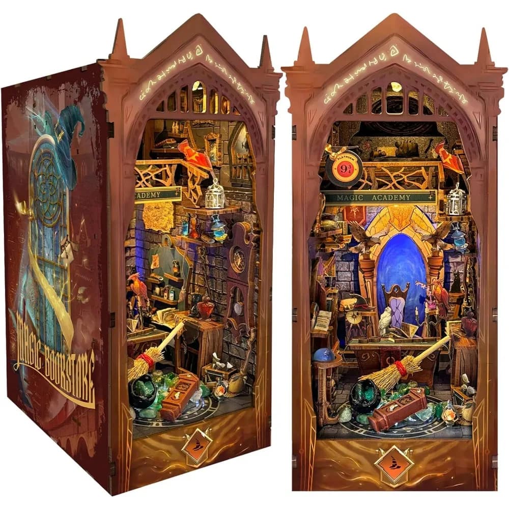 Nook per libri realizzato a mano e kit per case delle bambole in miniatura per adulti e adolescenti creativi, fermalibri puzzle in legno 3D con inserto per libreria
