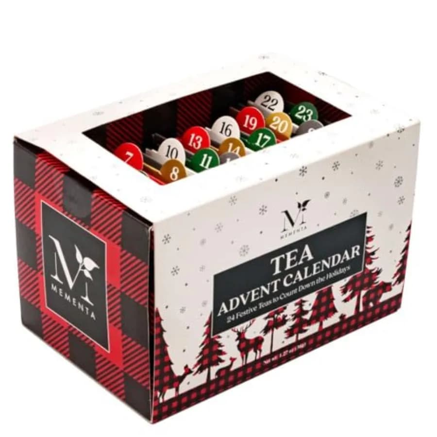 Mementa Inc - Advent Calendar Gift Box 24 Unique Individually Wrapped Tea Bags - Holiday Gift Pack