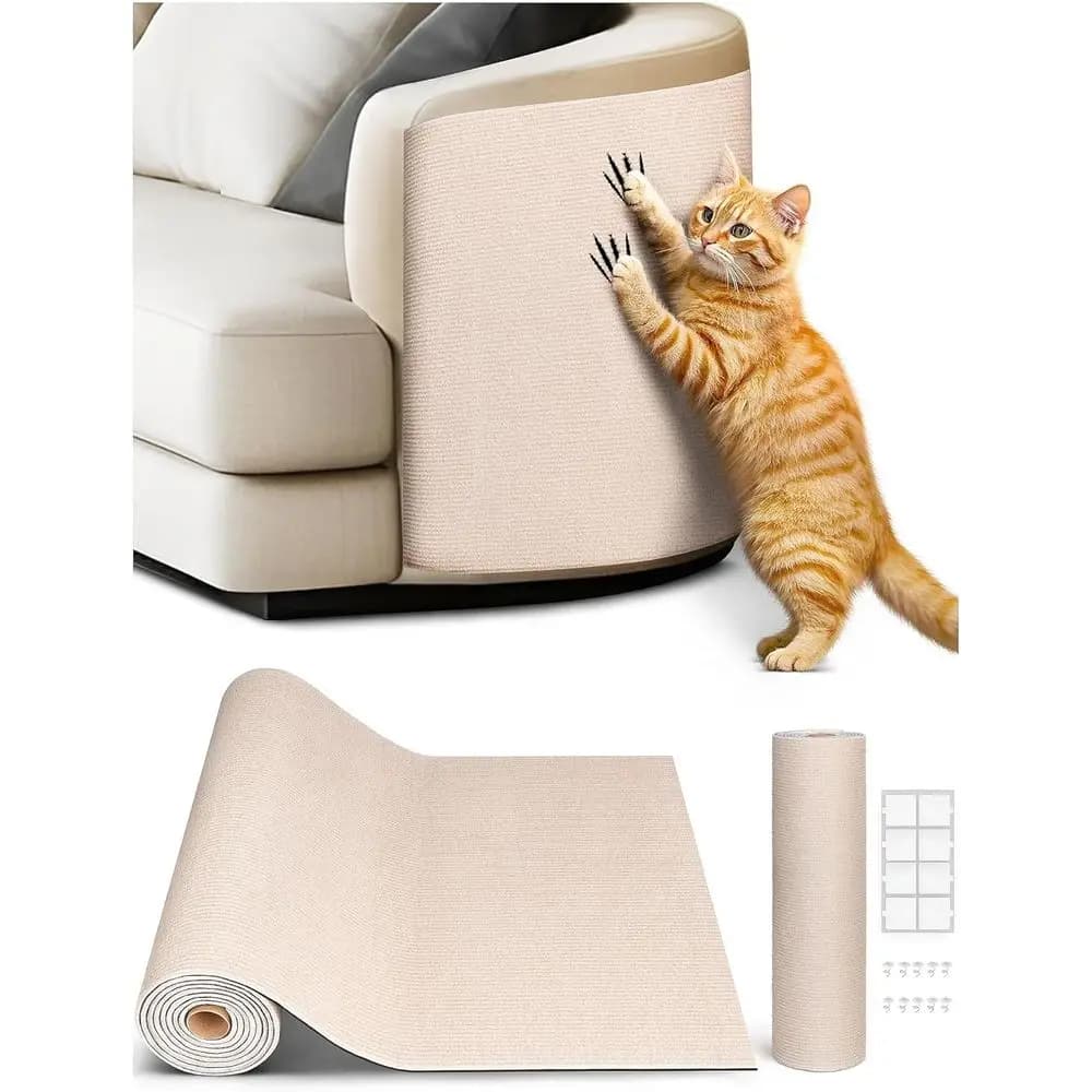 Tappetino Adesivo Personalizzabile per Tiragraffi per Gatti Fai-da-Te, Protezione di Mobili e Pareti (Beige)