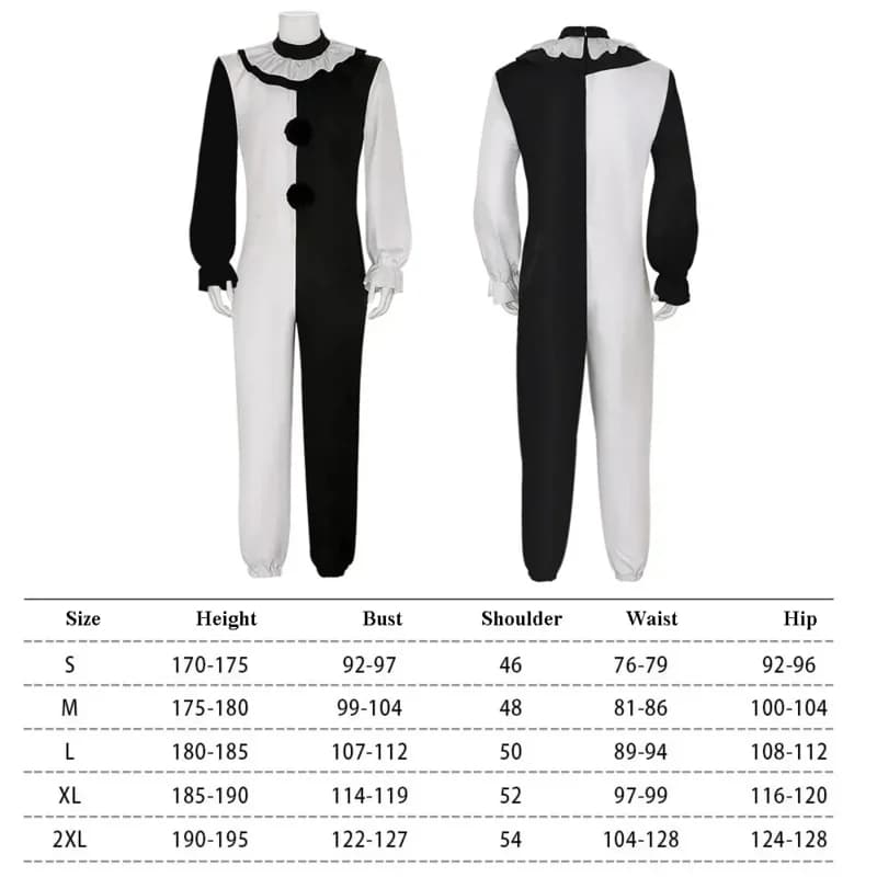 Terrifier Clown Art Clown Costume Cosplay Tuta da uomo Gioco di ruolo da donna Fantasia Dress Up Carnevale di Halloween