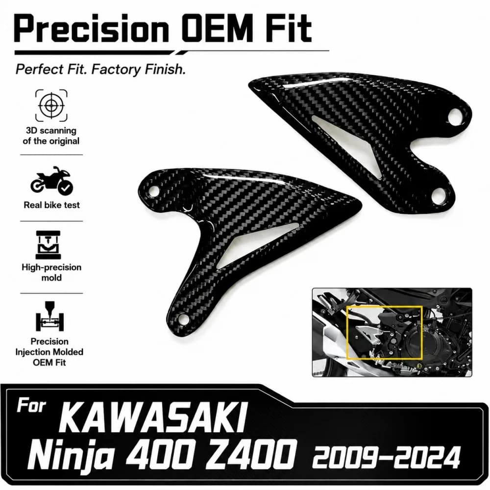 Per Kawasaki Ninja 400 Z400 2019-2024: Accessori Moto in Fibra di Carbonio per Riduzione Peso, Protezioni Tallone Z400, Poggiapiedi