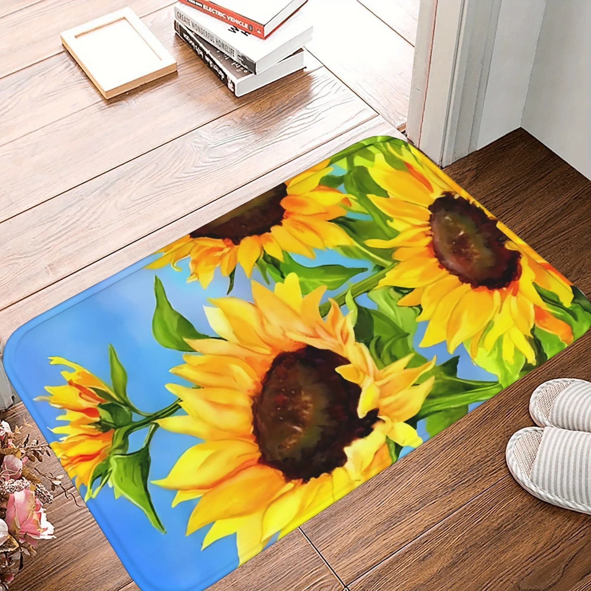 1PC Vibrant Girasole Modello Tappeto Da Cucina Antiscivolo Zerbino Pop design Tappeto Da Bagno Tappetino Da Bagno Tappeto per la Casa Lavandino Lavanderia Decor