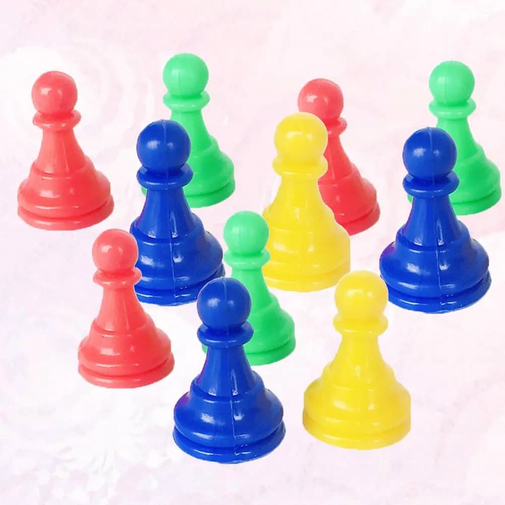 64Pcs Educational Plastic Chess Pieces Set Multicolor Kids Beginner Friendly Board Game Accessories Chess