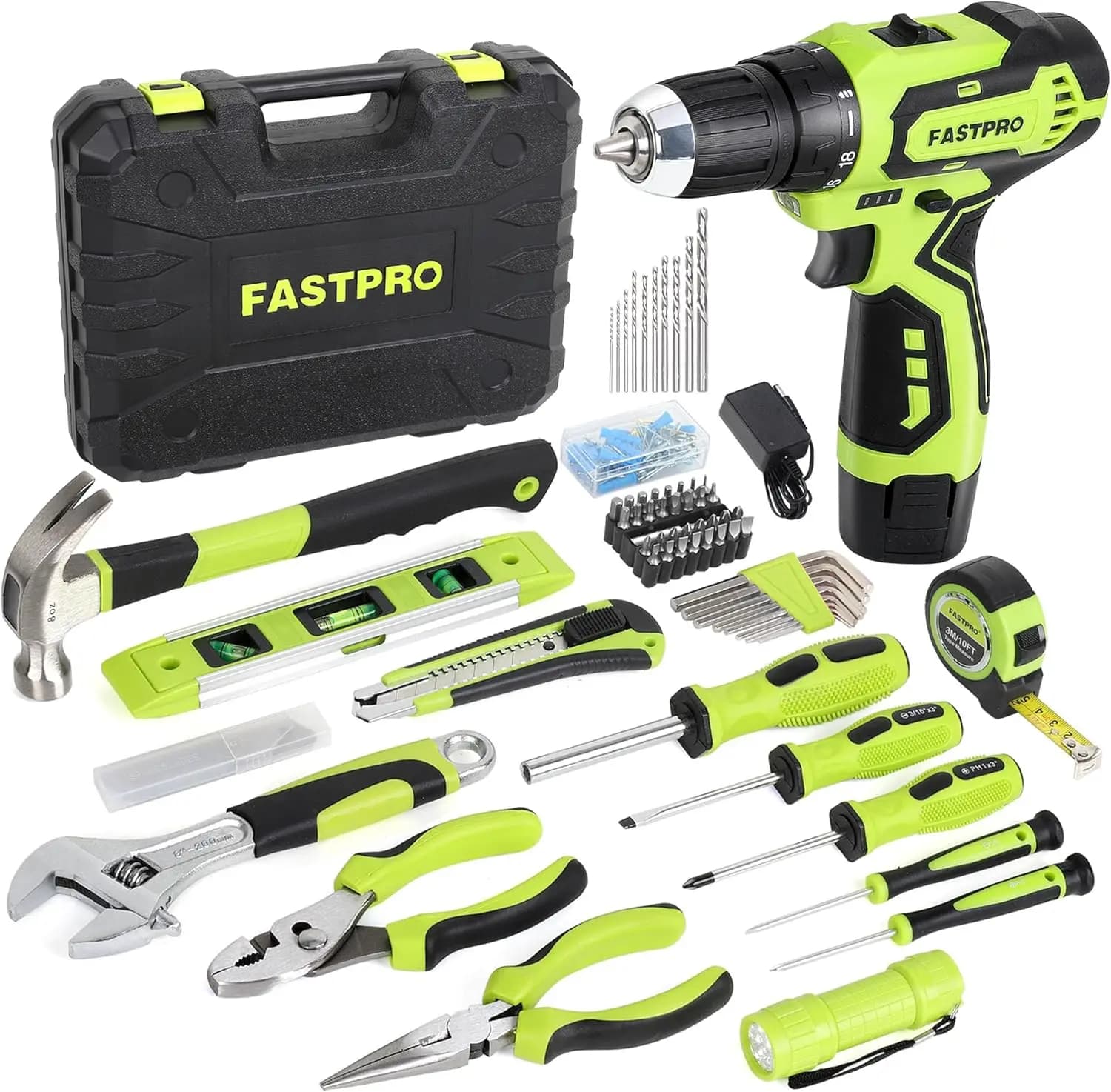 Kit di Attrezzi per Casa da 160 Pezzi con Trapano Cordless 12V, Set di Riparazione Domestica con Valigetta, per Fai-da-Te e Manutenzione Domestica