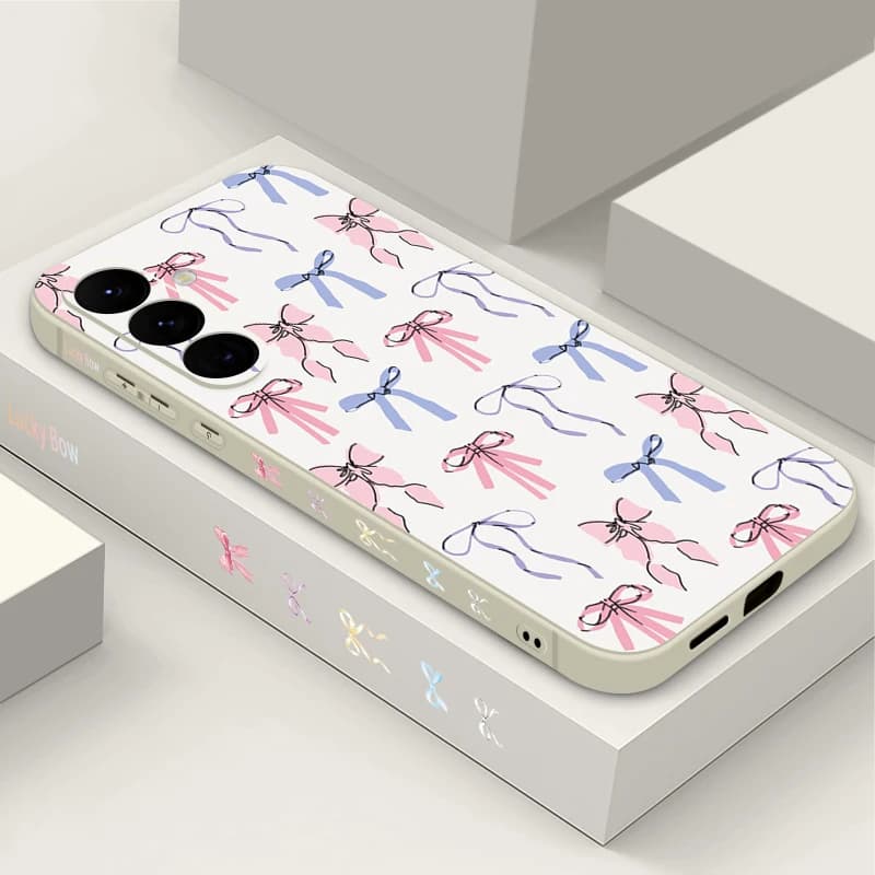 Custodia Morbida in TPU per Samsung Galaxy S26 S24 S23 S22 Ultra S25 FE A57 A17 A56 A16 A55 A15 A36 con Stampa Fiocco a Nastro Colorato
