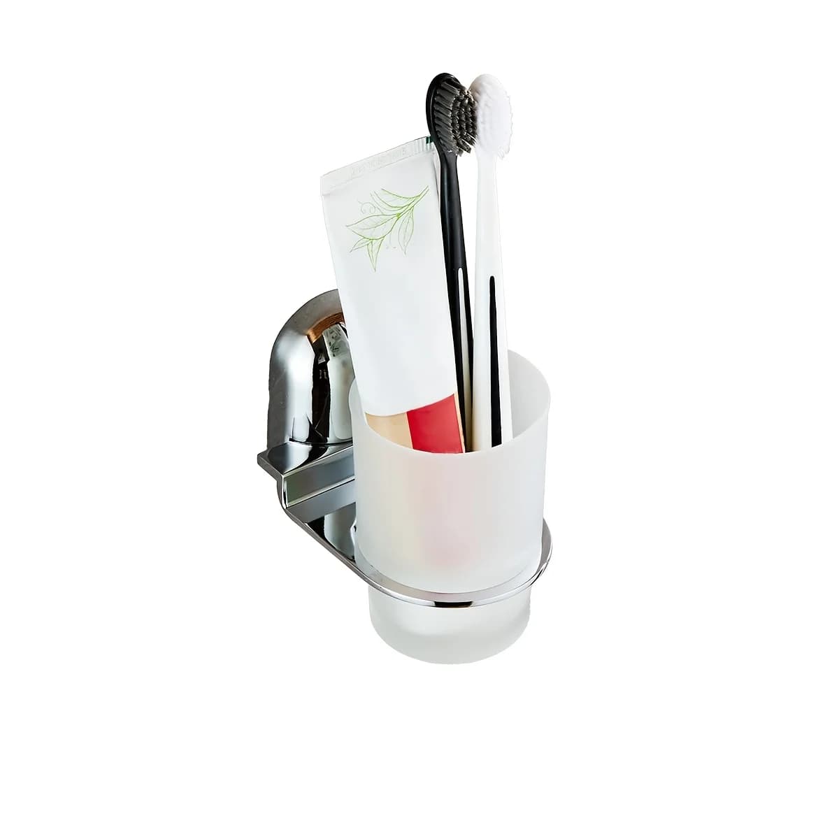 Installazione Senza Fori - Portaspazzolini da Parete, Porta Spazzolini e Dentifricio con Bicchiere Satinato, Accessori per il Bagno