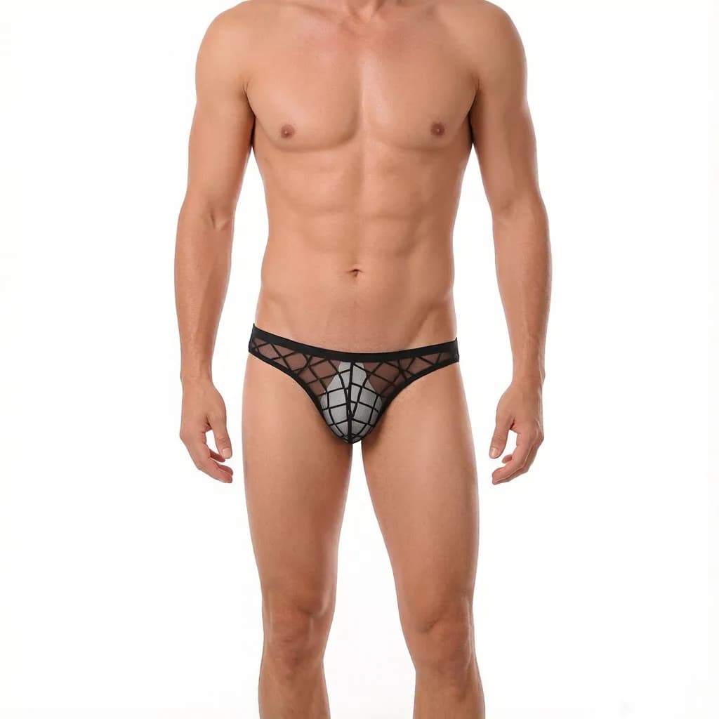 Transparent Thong Men Mesh Net Breathable Sexy Comfortable Underwear T-back Panties Male G String Underpants Exotic Lingerie