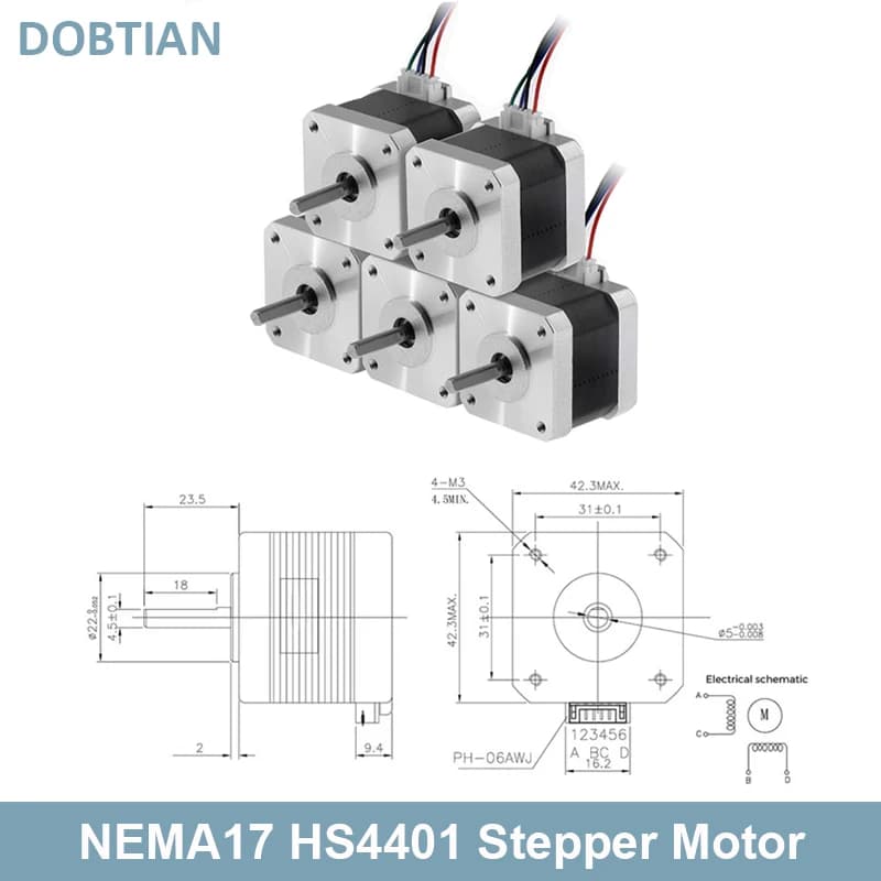 Motore passo-passo Nema17 di mayor precisione 17HS4401 17HS4401S- 0,9 ° 28N.cm 1.3A 4 conduttori per stampante 3D per macchina per incisione laser CNC