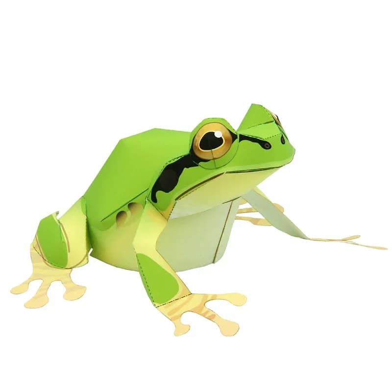 Green Tree Frog Folding Mini Cute 3D Paper Model Papercraft Handmade Origami Art Animal DIY Kids Adult Craft Toys QD-020