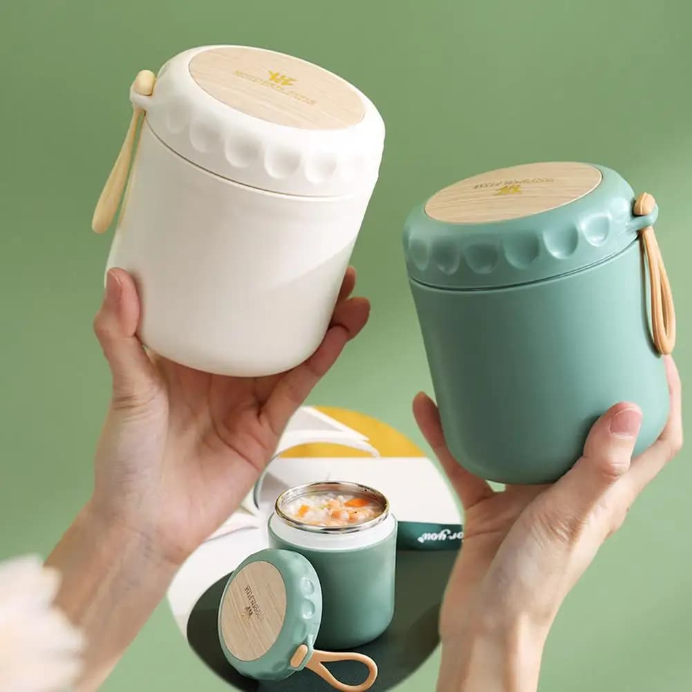 Contenitore Termico per Alimenti con Coperchio, Tazza in Acciaio Inox, Contenitori per Conservazione Cibo, Lunch Box Portatile, Tazza Termica per Zuppa