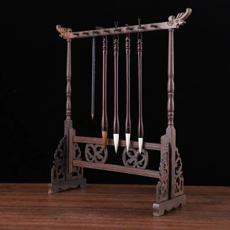Scaffale per pennelli in legno con ali di pollo, scaffale per penne per sala studio, elegante contenitore con 16 slot per appendere per materiali artistici e organizzazione dell'ufficio