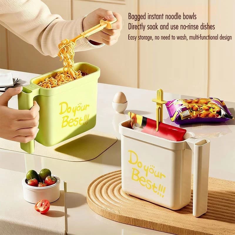Heat Resistant No-wash Instant Noodle Bowl For Dorm Students, Lazy Food Container, Direct Soaking Fits Most Bagged Noodles