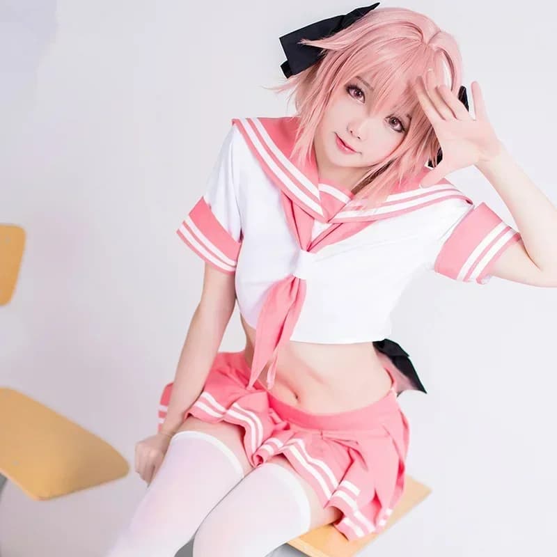 New Fate Apocrypha Rider Astolfo Cosplay for Men JK School Uniform Sailor Suit Women Outfit Anime Halloween Costume