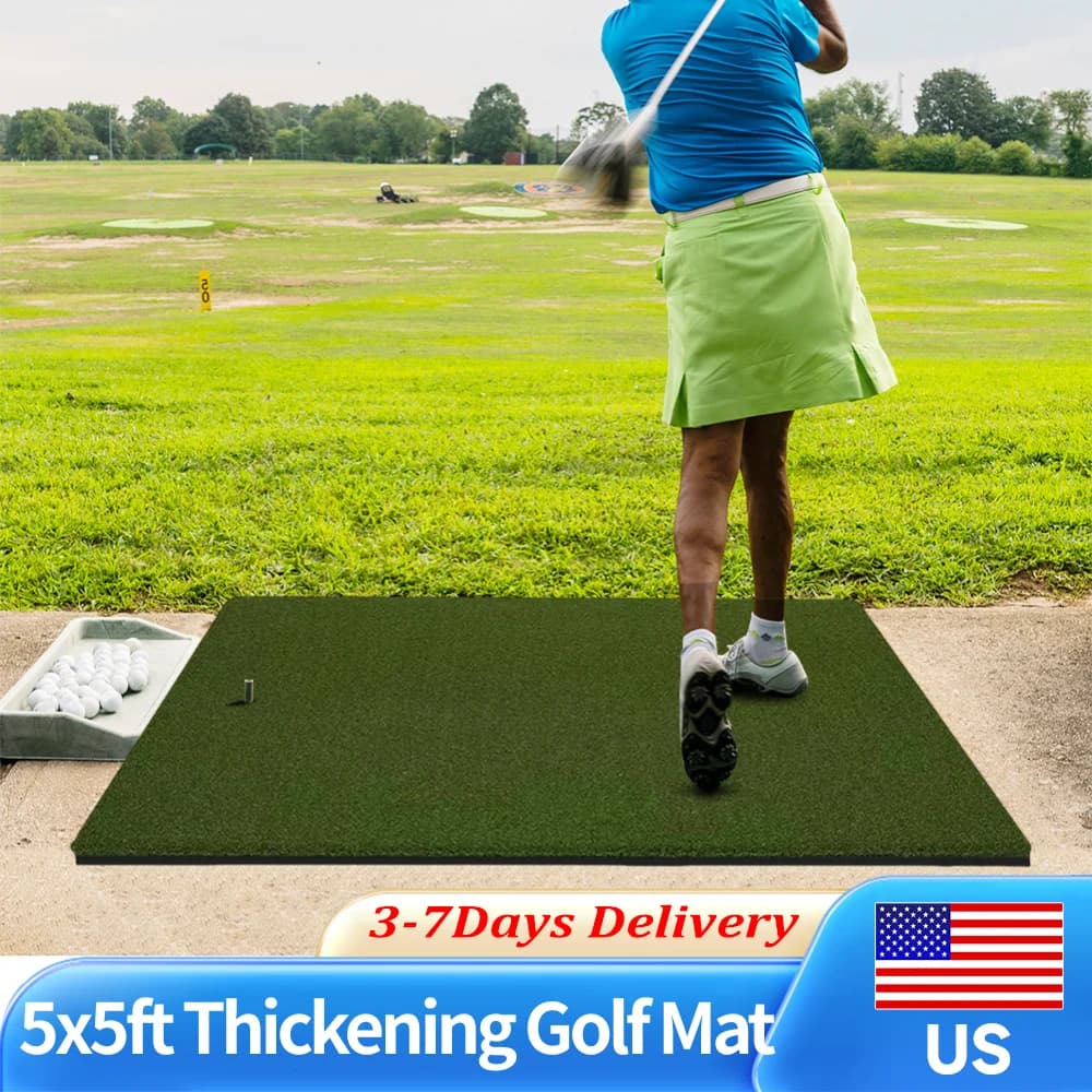 Tappetino da Golf 35mm per Pratica di Chipping e Driving 5x5ft, Universale con Inserimento Tee, Resistente all'Usura, per Allenamento Indoor e Outdoor, Casa e Garage
