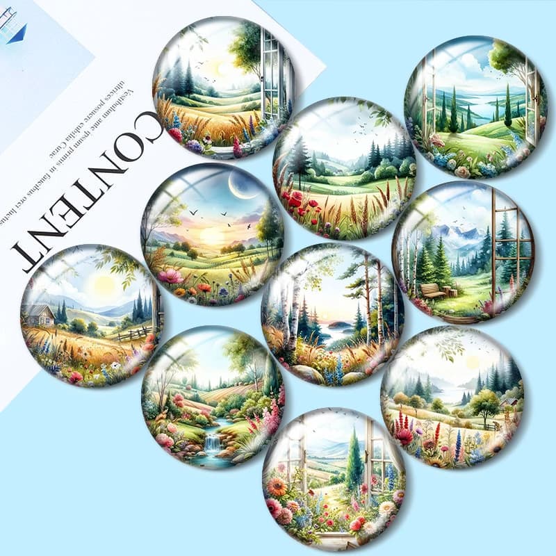 Charm Estivo: Cabochon in Vetro da 12mm/18mm/20mm/25mm per Bracciali, Anelli, Orecchini e Componenti per Creazione di Gioielli