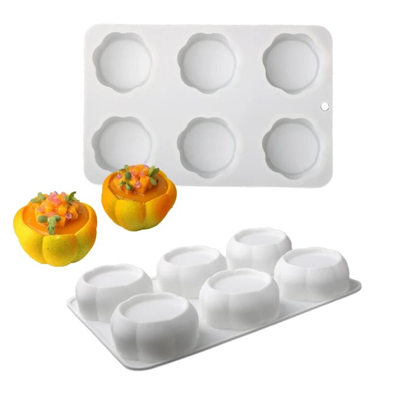 Stampi per torte in silicone con design concavo superiore circolare a 6 celle Stampi per mousse per uso alimentare Strumenti per la cottura di dessert Stampo per candele fatto in casa