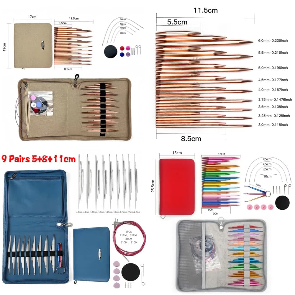 27/33 pezzi set di ferri da maglia intercambiabili uncinetti ago per tessitura circolare filo per tessitura strumenti artigianali da 2,5 mm a 8,0 mm