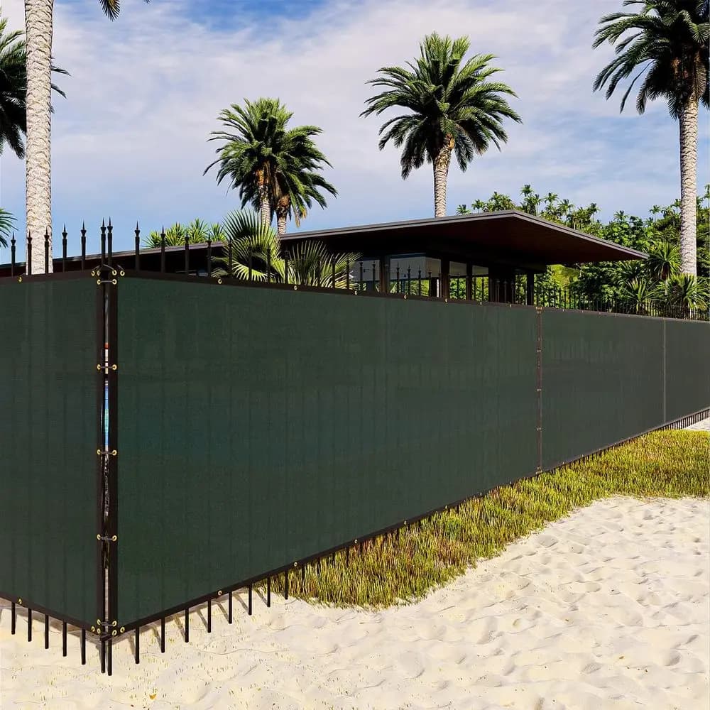 Durable 195GSM Green Privacy Shade Net - 10x100 Feet with Bindings, Grommets, and Cable Zip Ties