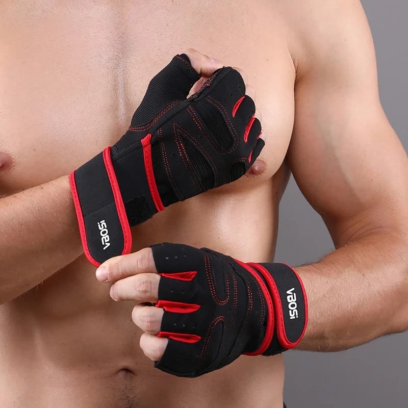 Guanti Mezze Dita per Uomo e Donna, Guanti da Fitness per Sollevamento Pesi, Guanti con Supporto per Polso, per Body Building, Allenamento, Sport, Esercizio e Ciclismo