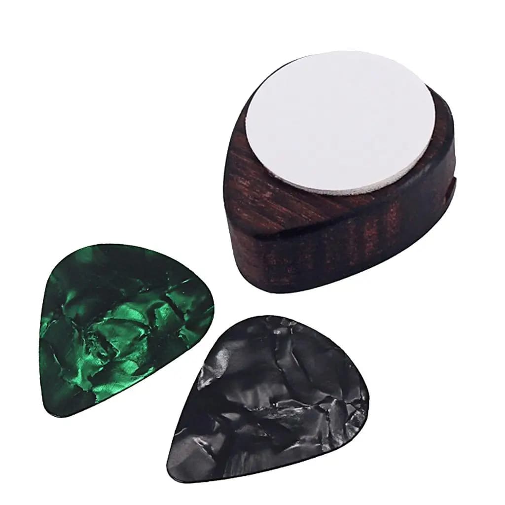 Custodia Porta Plettri per Chitarra in Legno, Scatola Portatile per Collezione di Plettri Assortiti, Accessori per Chitarra Elettrica