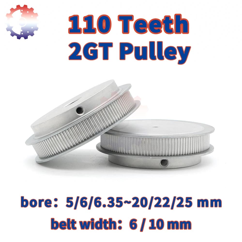 110 Denti 2GT Pulley Dentized 110T 2M Single Wheel 110 Denti Hole 5/6/8/10~25mm Width Pulley 6/10mm GT2 Pulley