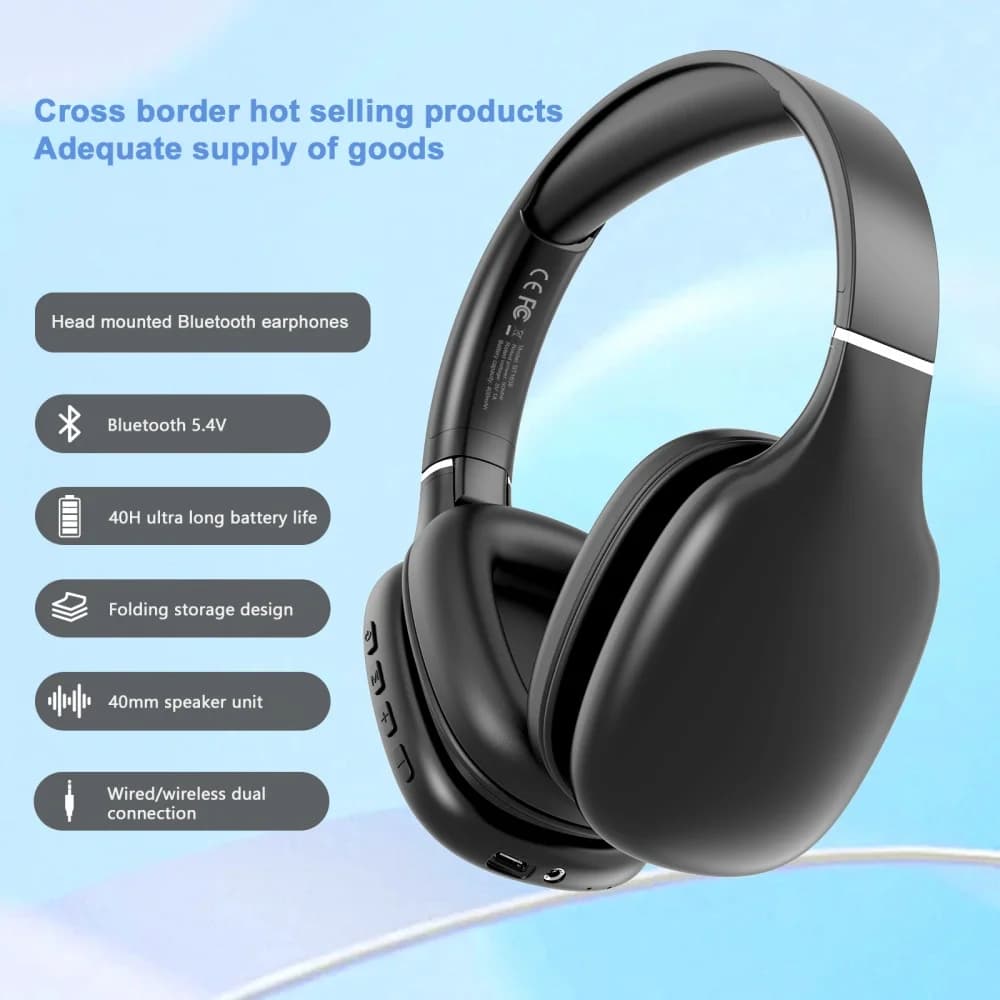 Bluetooth Headphones Foldable Over-Ear with Noise Cancellation, Audio HIFI Stereo, Convenient Soft and Adjustable Padding
